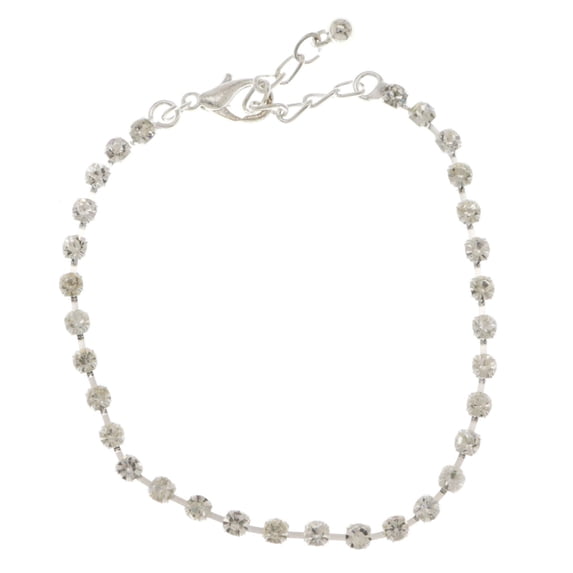 Single strand silver-tone Tennis-Bracelet with crystal accents