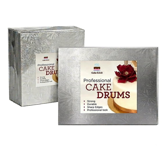 Cake S.O.S 14x10 inches Silver Rectangle Cake Drum Board, 1/2″ Thick, (6-Pack)