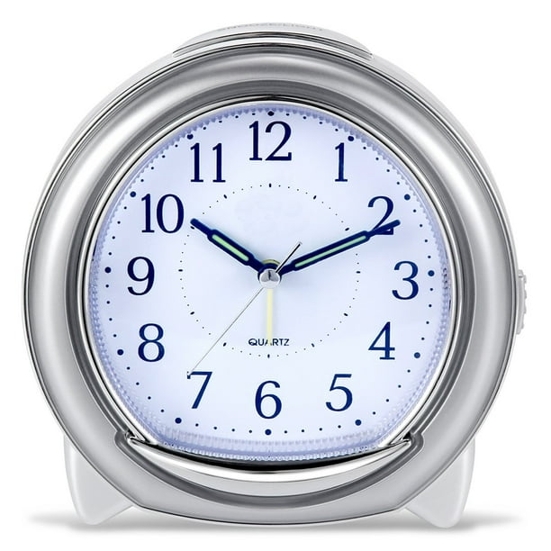 BonyTek Desk Alarm Clock, Silent Quartz Alarm Clock with Loud