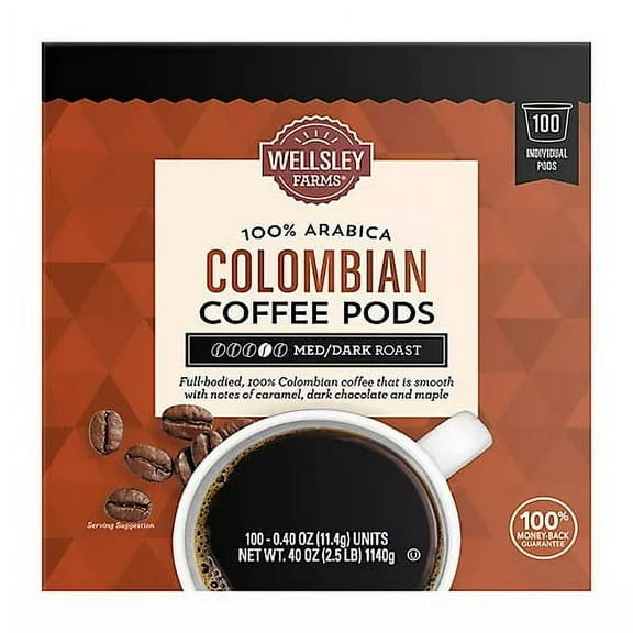 Wellsley Farms 100% Colombian Coffee Pods, 100 count-2.4lb