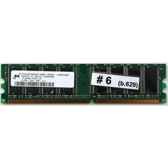 Memory mt16vddt6464ag-40bg4 pc3200u-30331-b1 512mb, ddr, 400, cl3
