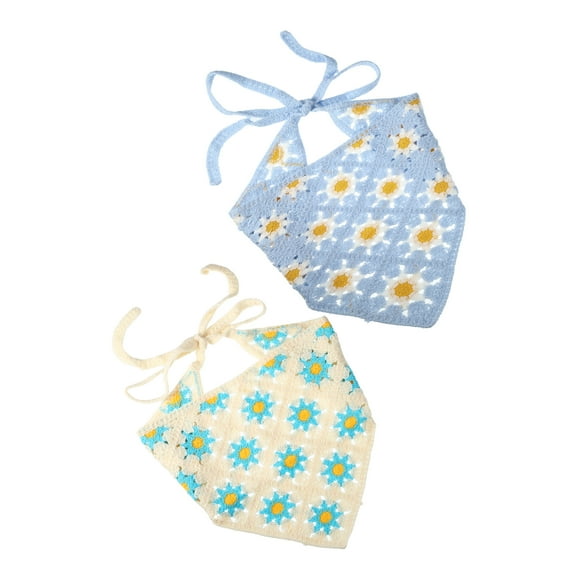 Vocoste 2 Pcs Crochet Bandanas Crochet Head Scarf Stylish Hair Scarves for Women