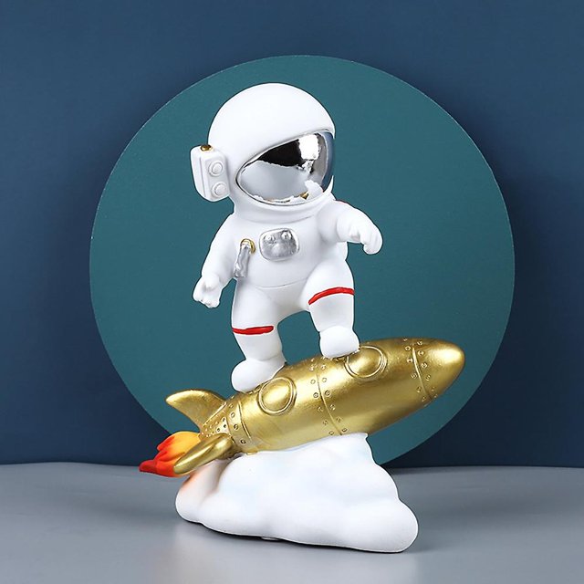 Estatua de astronauta en el cohete decoración del hogar estatua coleccionable escritorio B Afortunado Sencillez