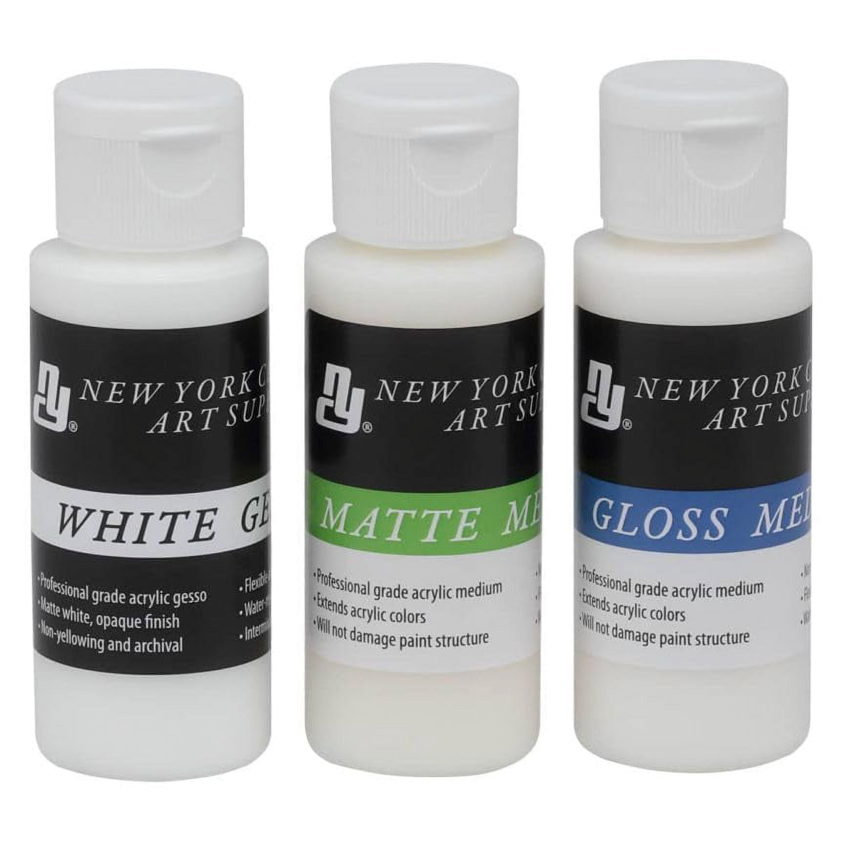 New York Central Acrylic Mediums - Non-Cracking Professional Grade Paint Medium for Heavy Body Paint, Collage, Mixed Media, Photo Transfers & More! - [Sampler Set of 3 - 2 oz]