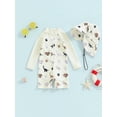 thumbnail image 4 of Loicainy Baby Toddler Boy Swimwear Set, 3 6 12 24 Months 2T 3T Whale Print Long Sleeve Rash Guard Swimsuit Sun Hat Toddler Bathing Suit Outfit, 4 of 9
