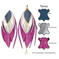 thumbnail image 4 of VANGANIA Aretes largos mujer de plumas rosa metálico con baño de oro, 4 of 5