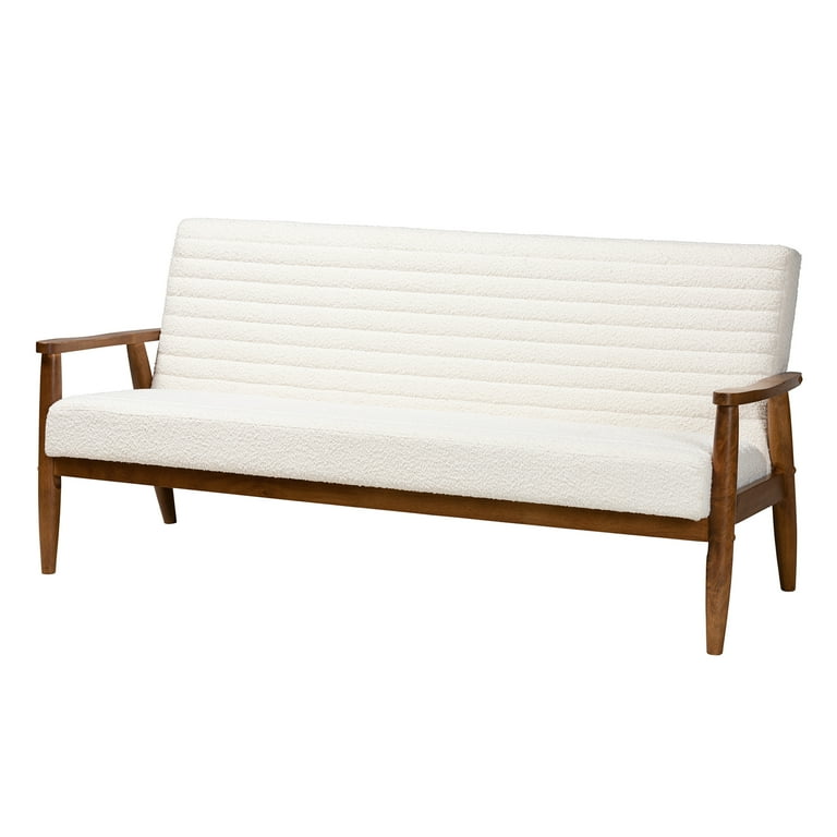 Baxton Studio Stratton Mid-Century Modern Cream Boucle Fabric and Walnut Brown Finished Wood Sofa Baxton Studio Stratton Mid-Century Modern Cream Boucle Fabric and Walnut Brown Finished Wood Sofa