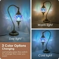 thumbnail image 4 of Yarra-Decor Turkish Moroccan Lamp with Bronze Base 3 Color Options Handmade Swan Neck Tiffany Mosaic Glass Bedside Lamps for Bedroom (LED Bulb Included)(4), 4 of 7