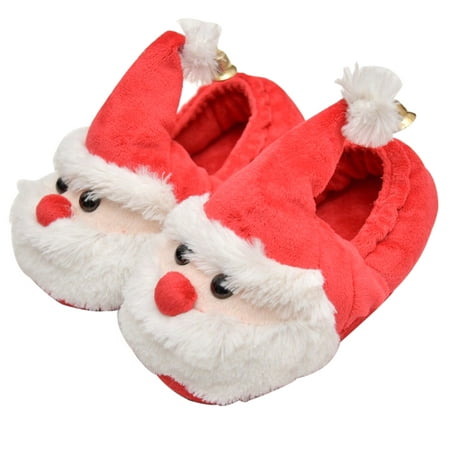 

Santa Claus Slippers Plush Warm Slippers Non-slip Slip-on Shoes Christmas Gift for Adults and Kids - Size 25-26