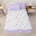 thumbnail image 4 of Castle Fairy Rainbow Letter M Zipper Full Size Comforter Sets with Fitted Sheet and 2 Pillowcases,Love Heart Print Zipper Bedding Set,4pcs,Reversible, 4 of 6