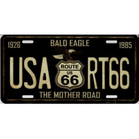 - USA Route 66 With Eagle Metal License Plate