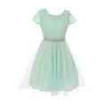 thumbnail image 4 of Little Girls Elegant Floral Lace Top Tulle Pageant Party Flower Girl Dress Mint 6 (2J1K2S2), 4 of 5