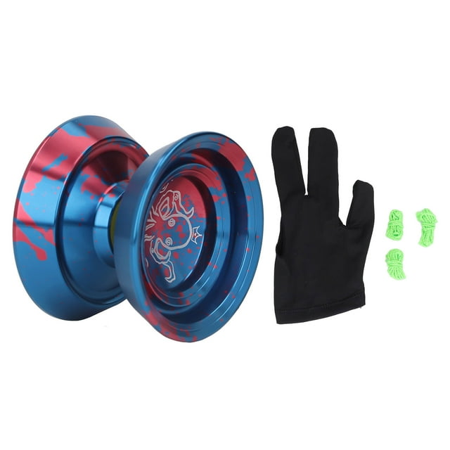 Yoyo de aleación profesional, juguete de yoyo sin respuesta con cuerdas de repuesto para niños, rojo y azul