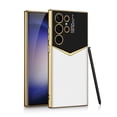 thumbnail image 1 of Adecuado para Samsung S23Ultra Funda de teléfono de cuero galvanizado de moda 24plus Jazz Patrón de fibra de carbono Cubierta protectora resistente a caídas, 1 of 1
