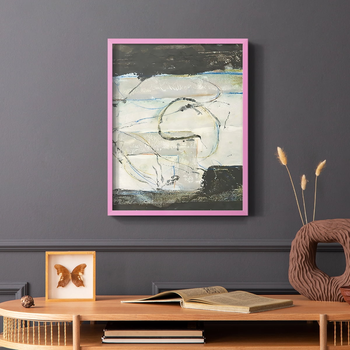 Continuing Energy I Framed Print in Pink Solid Wood Framed Print No Nail Hanging