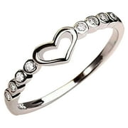 Women's 925 Sterling Silver Blue Sapphire Ring CZ Gemstone Heart Ring