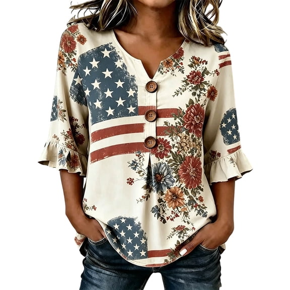 MuXiKeJi Clothes American Flag Shirts Women 4th of July Tops Patriotic Short Sleeve Tshirt Memorial Day Tee Tops