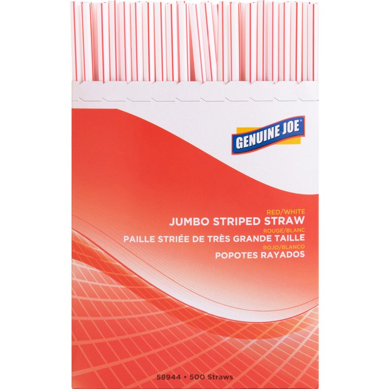 Genuine Joe Jumbo Striped Straws - 7.8 Genuine Joe Jumbo Striped Straws - 7.8