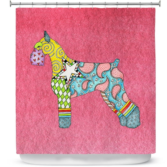 Shower Curtains 70" x 84" from DiaNoche Designs by Marley Ungaro - Giant Schnauzer Pink