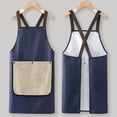 thumbnail image 3 of XSAOP Waterproof Cross-Back No-Tie Blue Cooking Apron with Detachable Absorbent Hand Towel, 3 of 13