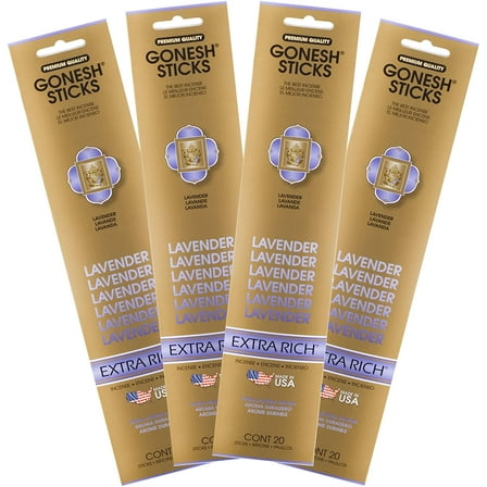Gonesh Collection Lavender €“ 4 Pack-Extra Rich Incense, Gold, 80 Count