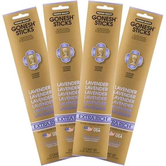 Gonesh Collection Lavender €“ 4 Pack-Extra Rich Incense, Gold, 80 Count