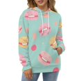 thumbnail image 4 of Happy Macaron Pattern Men's Women Vintage 3D Hooded Sweatshirt - All-Season Loose Fit Streetwear, 4 of 6