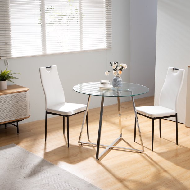Nopurs Dining Room Table Set for 2,Modern Tempered Glass Dining Table