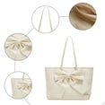 thumbnail image 5 of Stylago Large Suede Tote Handbags Fashion Leather Bow Work Shopping Shoulder Purses Ladies Travel Daily Underarm Hobos Bag White, 5 of 6