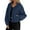 Navy, variant on Women's Fashionable Solid Color Long Sleeved High Neck Zipper Hem Drawstring Pocket Loose Baseball Jacket