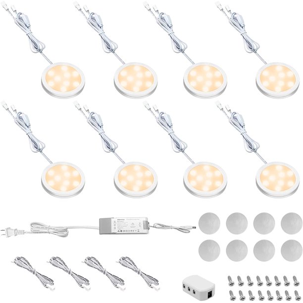 Under Lighting Puck Lights，12V Linkable Led Puck Lights, Plug