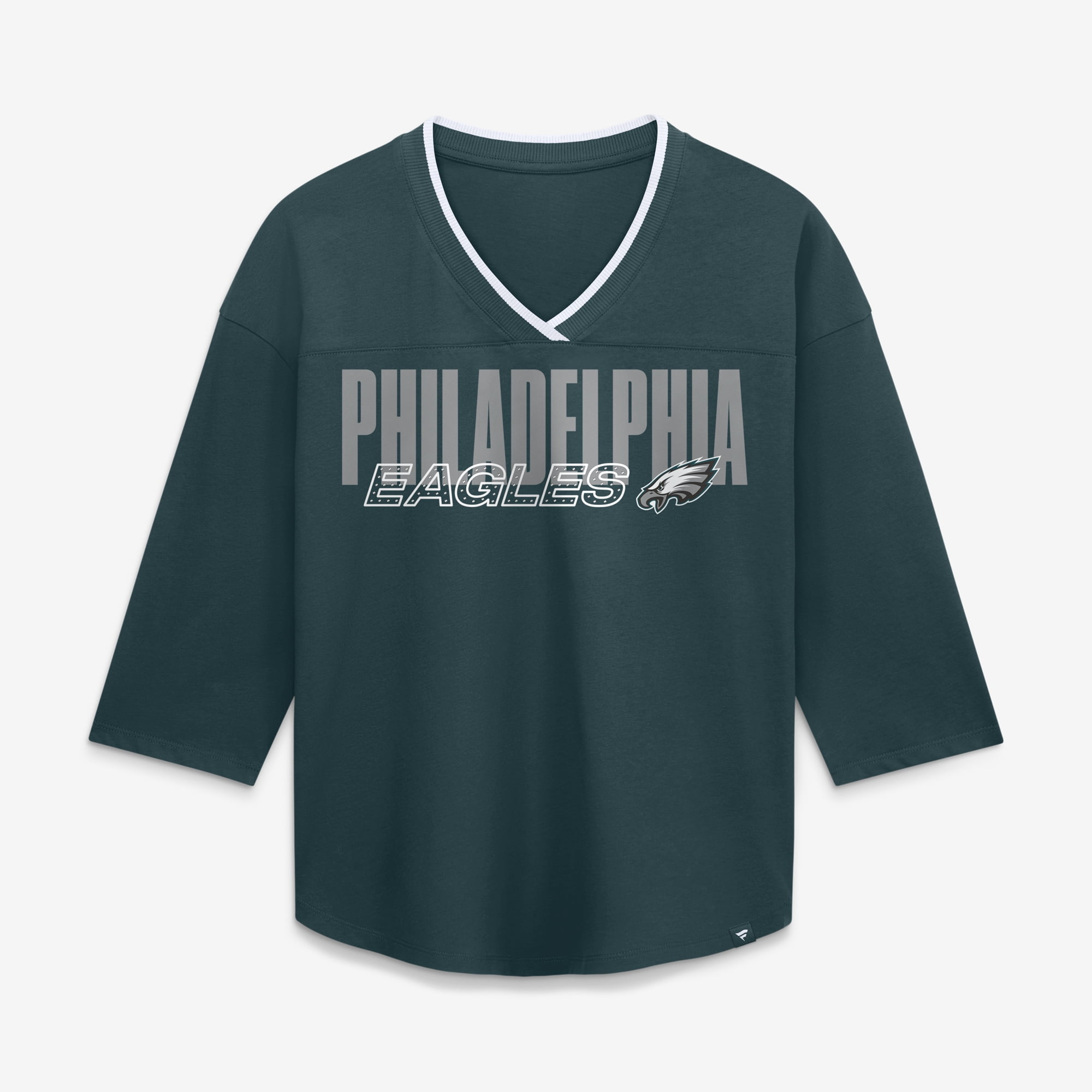 Women's Fanatics Green Philadelphia Eagles Team First Deceptive Juke 3/4-Sleeve V-Neck T-Shirt