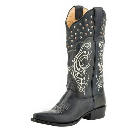 Ladies Western Black Leather Boots - Stetson Western Boot Womens Big Lila Leather Black 12-021-6105-0991 BL