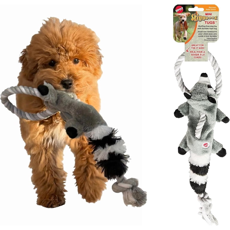 SPOT Skinneeez Tugs Forest Raccoon Dog Toy , No Stuffing Squeaky