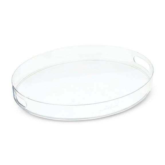 Clear Oval Plastic Food Tray, 16" x 14" x 2", by Way To Celebrate
