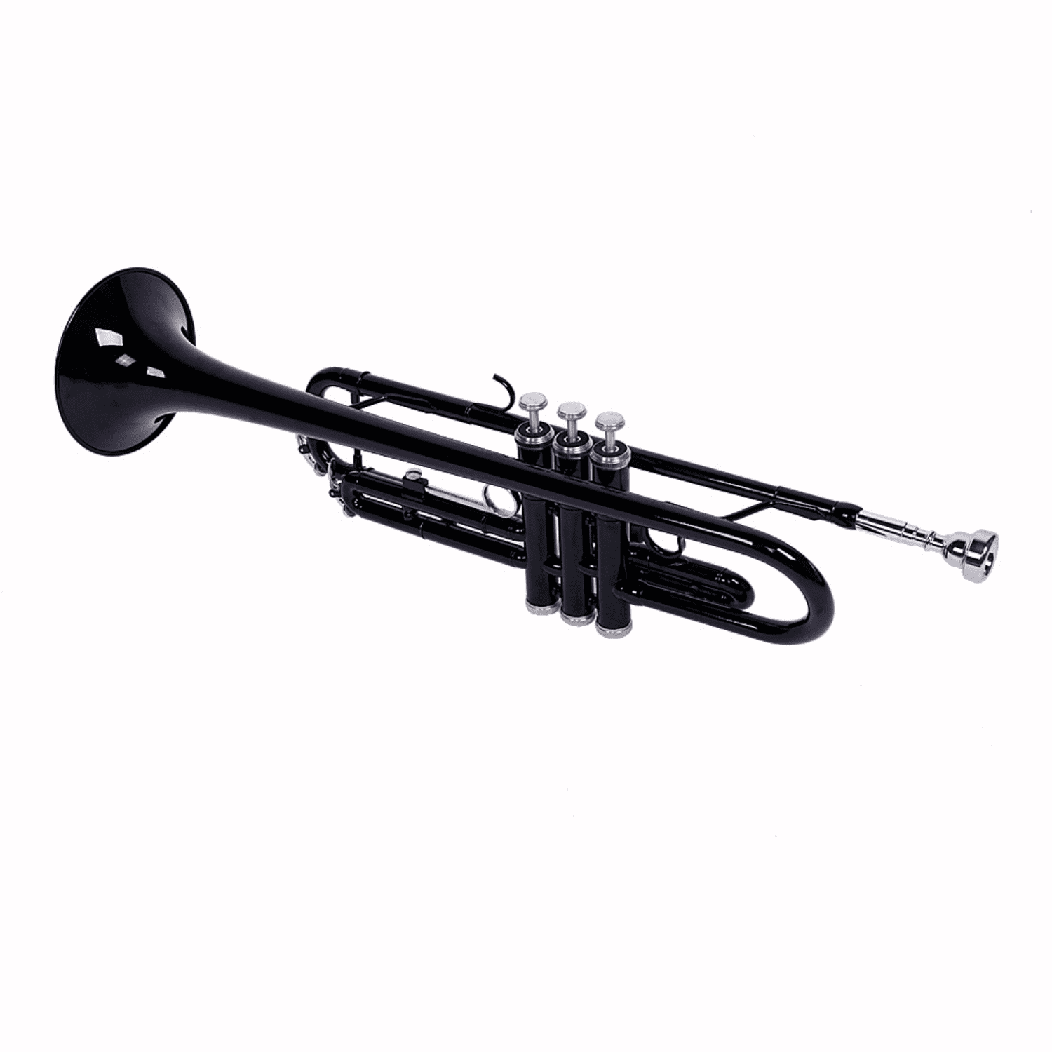Hassch Drop B Brass Trumpet Set with Case, Mouthpiece & Gloves, Black
