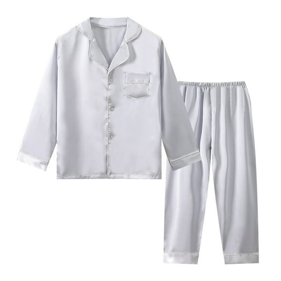 Otqutp Toddler Beach Clothing Sets for Spring Big Boys Girls Homewear Sets Kids Satin Silk Homewear Set Little Gilrs Boys Christmas Homewear Sets Children Button Down Tops Sleep Pants