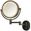 Jerdon HL65BZ 8-Inch Lighted Wall Mount Makeup Mirror with 5x Magnification, Bronze Finish