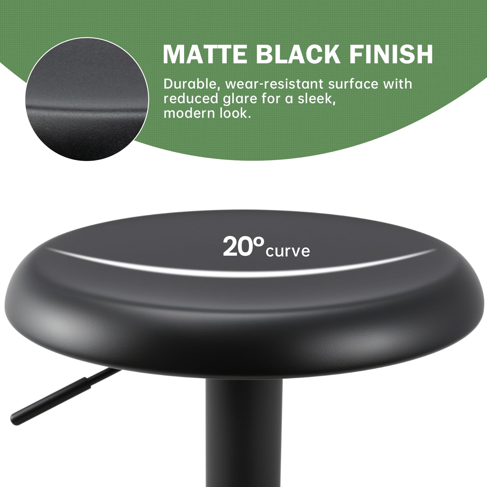 Metal Bar Stools, Counter Height Adjustable Barstools, Backless 360° Swivel Kitchen Stools for Island, Dining, Bistro, Pub (Black)