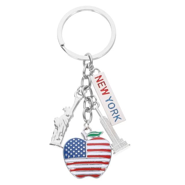 Llavero metálico con estampado creativo de la bandera estadounidense. Llavero elegante, regalo ideal para hombres y mujeres.