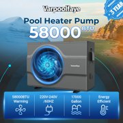 58000 BTU Heat Pump for Above Ground Pool, Electric Pool Heater with Heating & Cooling Dual Mode, Smart Inverter Compressor, 17000 Gallon Pool Water Heater For Inground Pool Energy Save 45%
