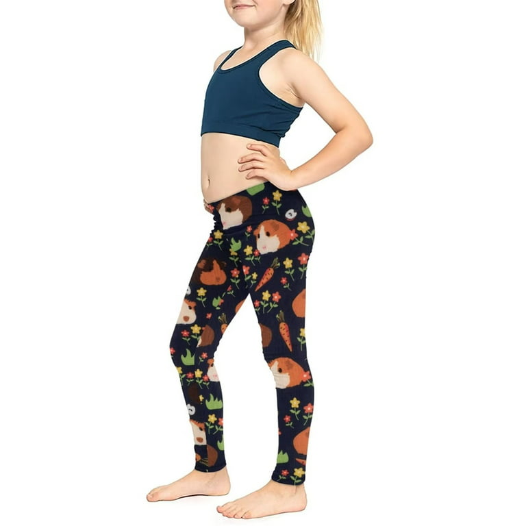 FKELYI Kids Leggings with Hamster and Carrots Size 12-13 Years Quick Drying  Training Yoga Pants High Waisted Butt Lift Comfy Active Girls Tights