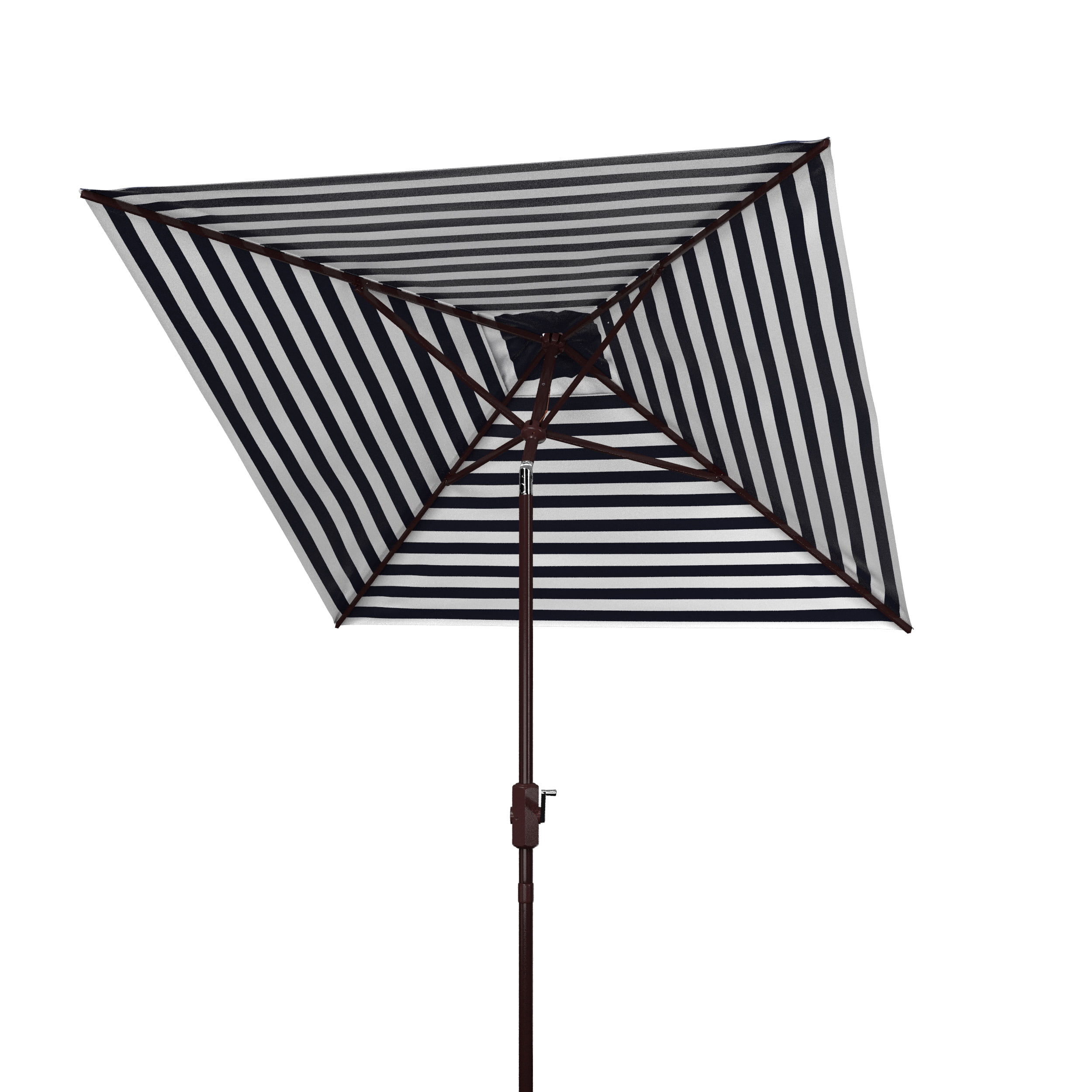 SAFAVIEH Outdoor Collection Athens 7.5-Foot Square Crank Umbrella Navy/White