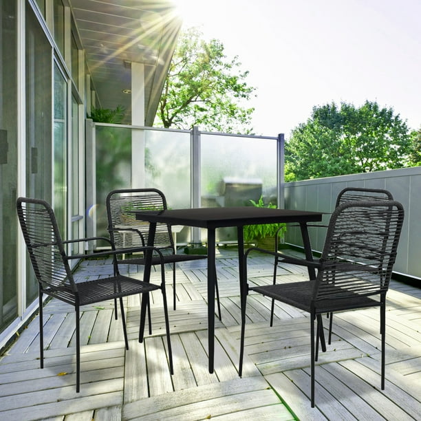5 Piece Patio Furniture Dining Set Black Metal Table And Chairs Conversation With Square Outdoor Dine For Garden Balcony Poolside Backyard W9356 Com - How To Shine Black Metal Patio Furniture 5 Piece Patio Furniture Dining Set Black Metal Table And Chairs Conversation With Square Outdoor Dine For Garden Balcony Poolside Backyard W9356 Com - How To Shine Black Metal Patio Furniture