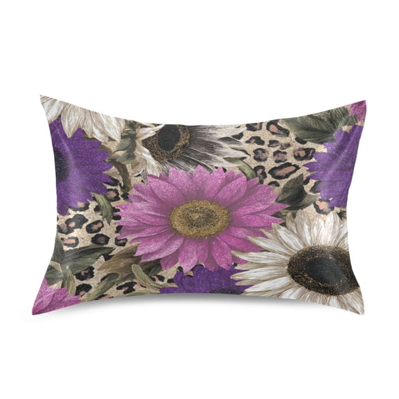 Satin Pillowcase Home Luxury Envelope Pillowcases Soft And Smooth Floral with Leopard Pattern
