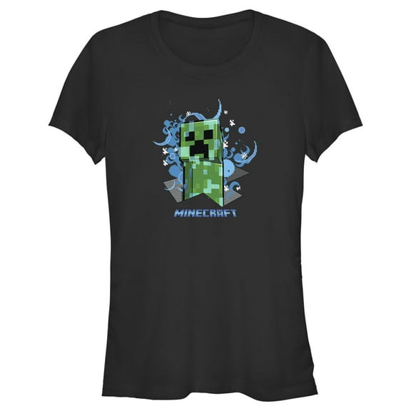 Junior's Minecraft Charged Creeper Graphic Tee Black 2X Large