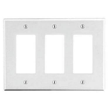 Hubbell Wiring Device-Kellems Rocker Wall Plate,Stnd;Wht,3Gng,Smth Stn P263W