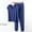 Blue, variant on QUNYINEY Soft Woman Pajama Set Cotton Gray Short Sleeve 2 Piece Top And Pants V Neck Casual Ladies Loungewear Sets