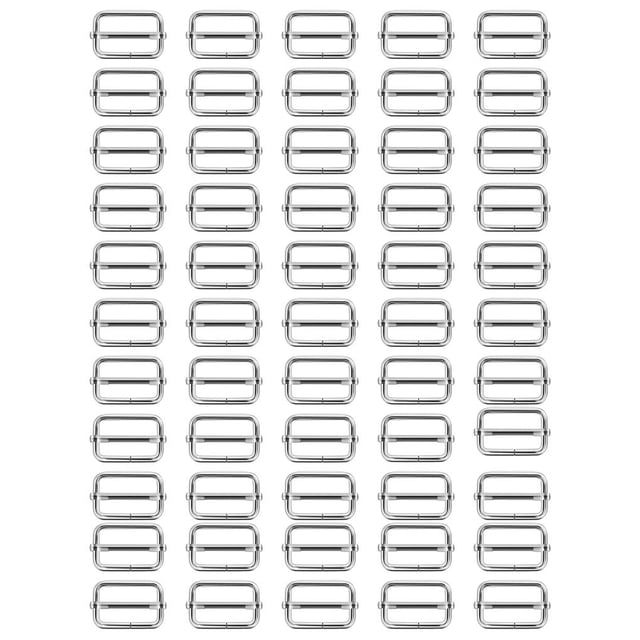 Injueey 50 Uds. Hebillas deslizantes, deslizadores de correas ajustables de hierro y plata, ajustadores rectangulares de Metal para correas de sujeción, Artesanía Injueey HA021360-00