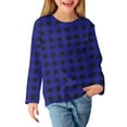 thumbnail image 5 of SonxaHe Toddler Girls Tshirt Long Sleeve Plaid Comfy Shirt Child Loose Autumn Winter Basic Casual Shirt Blue,Sized 2-3, 5 of 5